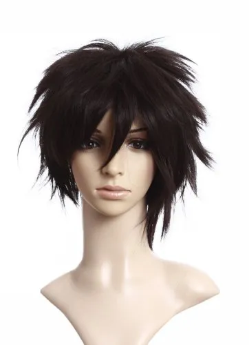 Prettyland Braun-Schwarz Kurze Perücke für Mann Damen Fransige Kurzhaar L Lawliet Cosplay Manga Anime black Wig C056