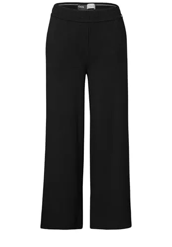 Cecil Damen B378847 Hose, Schwarz, XXL - Damen-Hosen mit Loose Fit High Waist und Wide Legs, ideal für Komfort und Stil, ausgestattet mit seitlichen Taschen und elastischem Bund.