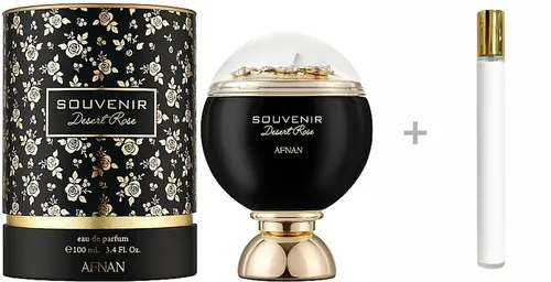 Afnan Duft-Set Souvenir Desert Rose Eau de Parfum (EDP) Damen Spray mit Reiseduft, Fruchtig-süßer Duft mit tropischen Früchten, Moschus und Sandelholz