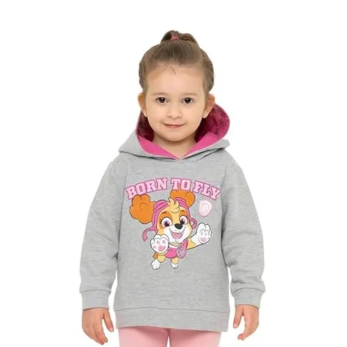 United Labels Paw Patrol Pullover mit Kapuze für Mädchen, Grau, Skye Born to Fly, 86-92, Hoodie, Sweatshirt für Kinder, Kapuzenpullover