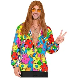W WIDMANN MILANO Hippie Hemd - Flower Power 60er Jahre Outfit - Kostüm-Outfits für Erwachsene, perfektes Oberteil für Ihr Hippie Kostüm, ideal für Fasching und Karneval.