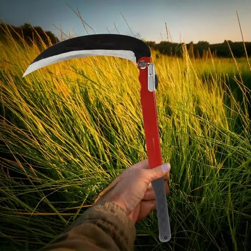 A2ZWORLD Faltbare Sichel 39 cm, Mehrzweck-Gartenarbeit, Grassichel zum Jäten, tragbare Sicherheits-Sichel für Notausflüge, Sensenwerkzeuge, Klinge 21 cm