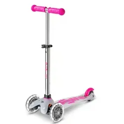 Mini Micro Deluxe Flux LED Scooter - Neon Pink mit Leuchtrollen - Roller für Kinder 2-5 Jahre, ausgestattet mit coolen LED-Rädern für bessere Sichtbarkeit und Spaß. Fördert Gleichgewicht und motorische Fähigkeiten.
