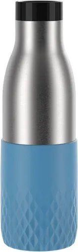 emsa Isolier-Trinkflasche Bludrop Sleeve blau 0,5 l - Thermobehälter mit Quick-Press-Verschluss, hält Getränke bis zu 24 Stunden kalt oder 12 Stunden warm - ideal für unterwegs und BPA-frei für Ihre Gesundheit.