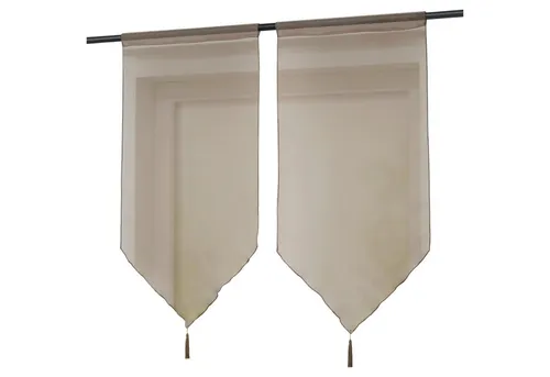 Delien Scheibengardine Uni (2 St), Stangendurchzug, Voile mit Quaste