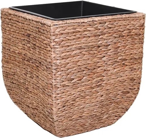 VIVANNO Pflanzkübel Wasserhyazinthe ASIA Würfel - Natur Geflochten - Pflanzkübel aus natürlicher Wasserhyazinthe, 25x25x30 cm, ideal für stilvolle Innenbegrünung und umweltfreundlich.