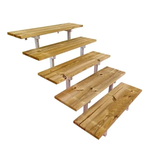 Holztreppe mit Stahl Treppenwangen im Set, 2 bis 5 Stufen, Gartentreppe, druckimprägniertes KDI Holz (5 Stufen, 100 cm)
