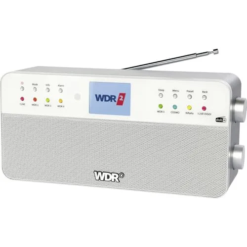 WDR-Radio mit Fernbedienung und Bluetooth - Digitalradio mit DAB+ und UKW, 8 Festspeichertasten für WDR-Sender, komfortable Bedienung über Farbdisplay und Fernbedienung. Ideal auch als Wecker mit zwei Weckzeiten und AUX-In für externe Geräte.