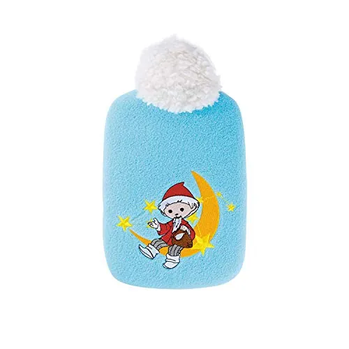 Hugo Frosch Öko-Wärmflasche Kinder 0,8l – Made in Germany – mit kuscheligem Fleecebezug Sandmann Hellblau