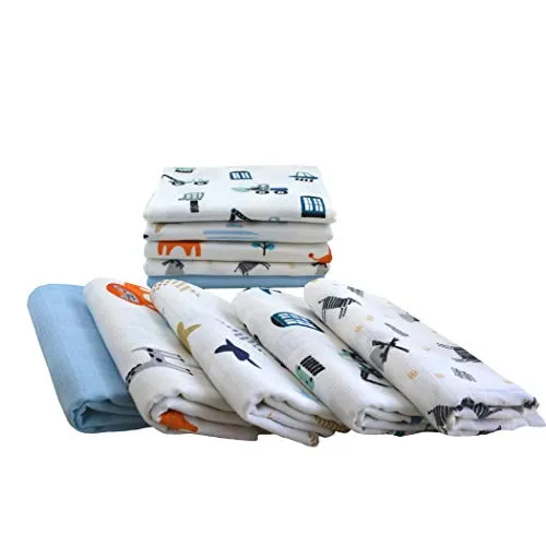 Mullwindeln 10 Stück Mix | Spucktücher Baby | Stoffwindeln 80 x 70 cm | Saugfähige Mulltücher | Öko-Tex (Set Jungs)