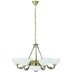 Klassischer Weiß Patina Kronleuchter 6xE14 & 2xE27 - Eleganter Kronleuchter für stilvolle Innenräume mit 8 Lichtern, ideal für Esszimmer und Wohnzimmer. Hochwertige Materialien und klassische Design-Elemente schaffen eine warme Atmosphäre.