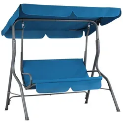 Casaria Hollywoodschaukel 2-Sitzer, wetterfest Atlantik Blau - Hollywoodschaukel für 2 Personen, wasserabweisend mit verstellbarem Sonnendach. Belastbar bis 200 kg, ideal für entspannte Stunden im Garten.