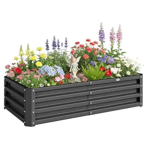 Outsunny Hochbeet aus Stahl 120x60x30,5 cm