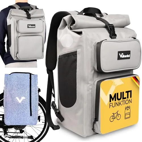 Valkental® UrbanX 2in1 Fahrradtasche & Rucksack - Fahrradtaschen - Wasserdichte 28L Tasche, die sich blitzschnell in einen stylischen Rucksack verwandelt. Ideal für jeden Wetter und sicheres Befestigungssystem.