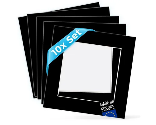 PHOTOLINI Bilderrahmen Passepartouts 10er Set - Einzelrahmen mit 10 Passepartouts, die den Fokus auf Ihre Bilder lenken und sie durch Abstand zur Glasscheibe schützen. Ideal für harmonische Präsentationen.