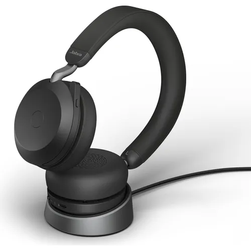 Jabra Evolve2 75 - Wireless PC Headset mit Ladedock, 8-Mikro-Technologie und aktiver Geräuschunterdrückung für ungestörte Anrufe, bis zu 36 Stunden Akkulaufzeit