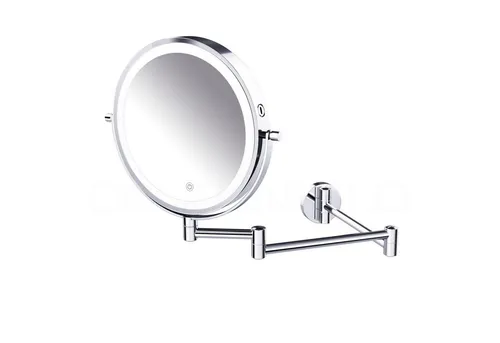 DEUSENFELD Wand-Kosmetikspiegel mit Akku und LED - Hochwertiger Kosmetikspiegel mit 5x/7x/10x Vergrößerung und normalem Spiegel. Inklusive 10 Min. Abschalttimer, Dimmer und 3 Lichtfarben. Ideal für präzise Make-up-Anwendungen.
