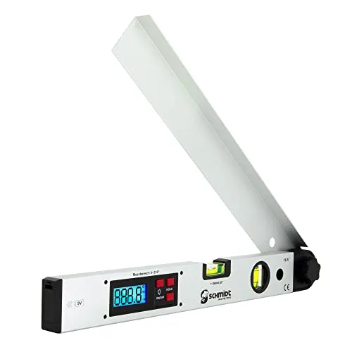 SCHMIDT Winkelmesser Wasserwaage LCD - Präziser Neigungsmesser mit beweglichem Arm - Neigungs- und Gefällsmesser mit LCD-Display, misst Winkel von 0 bis 235° präzise. Ideal für Handwerker, dank Speicherfunktion und einfacher Bedienung.