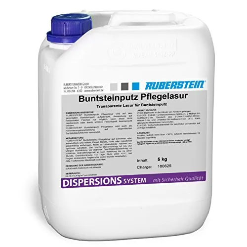 Ruberstein® Buntsteinputzpflegelasur 5 kg - Kleber & Mörtel für Fußböden – hochwertige Pflegelasur für Buntsteinputz, schützt und renoviert Oberflächen, ideal für langlebige Ergebnisse.