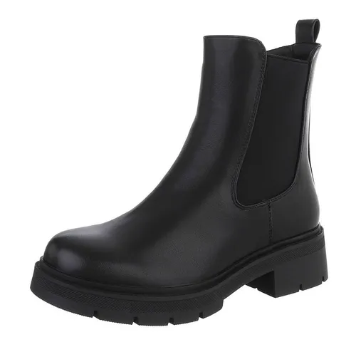 Ital-Design Stylische Chelsea-Boots mit elastischen Einsätzen für Damen Plateaustiefelette (90598575) Blockabsatz Stiefeletten in Schwarz