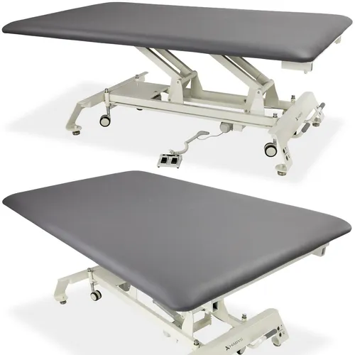 Habys Evero Bobath - Elektrische Behandlungsliege für Therapien - Kategorie: Bänke & Stühle. Die elektrische Massageliege bietet eine Höhenverstellbarkeit von 47 - 93 cm und ist ideal für professionelle Therapien. Robustes Design mit 4 Schwenkrädern für optimale Mobilität.