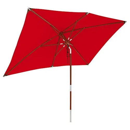 anndora Sonnenschirm 2x3m knickbar Rot mit UV-Schutz - Sonnenschirm 2x3m, knickbar mit Hartholzgestell und wasserabweisendem Stoff, ideal für Balkon und Terrasse. Schützt mit 97,5% UV-Absorption und bietet einfache Montage durch leichtläufiges Seilzugsystem.