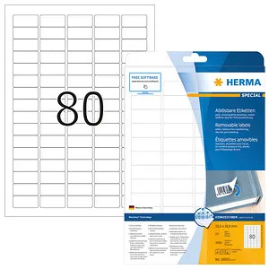HERMA Etiketten 10003 weiß 35,6 x 16,9 mm, 25 Blatt