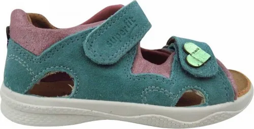 Superfit Polly Sandale, Hellgrün/Rosa 7500, 23 EU - Sandalen für Mädchen mit chromfreier Ledersohle, atmungsaktivem Textilfutter und dezente Glitzerakzenten für strahlende Kinderaugen. Ideal für bequemes Tragen und einfachen Einstieg durch 2 Klettverschlüsse.