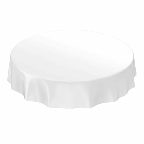 ANRO Wachstischdecke Wachstuch Tischdecke abwaschbar Weiß Uni matt Rund 100cm