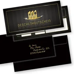 TATMOTIVE Gutscheine Gastronomie - 100 Stück mit Umschlägen - Praktische Geschenkgutscheine für die Gastronomie, einfach ausfüllbar und im edlen Design. Inklusive 100 Briefumschlägen und einem Gold-Lackstift für eine elegante Präsentation.