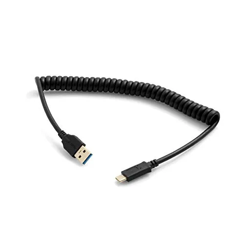System-S USB Kabel Typ A 3.0 auf USB Typ C 3.1 Spiralkabel 40-60 cm