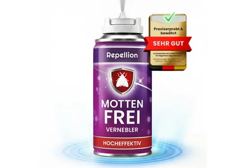 Repellion Insektenspray Motten Fogger für Wohnräume gegen Motten & Mottennebel, 150 ml, zur Raumbehandlung, Automatische Insektenbombe gegen Kleidermotten & Lebensmittelmotten