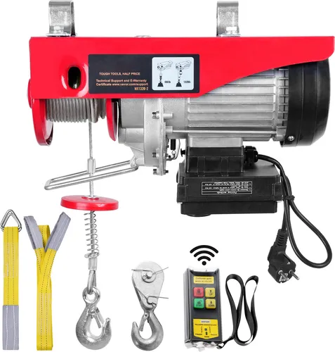SucceBuy Elektrisches Hebezeug, 1320 lbs, 1150 W, 220 V, Stahldrahtseilwinde, kabellose Fernbedienung, 40 Fuß Hubhöhe, Motor aus reinem Kupfer, Garage, Lager, Fabrik