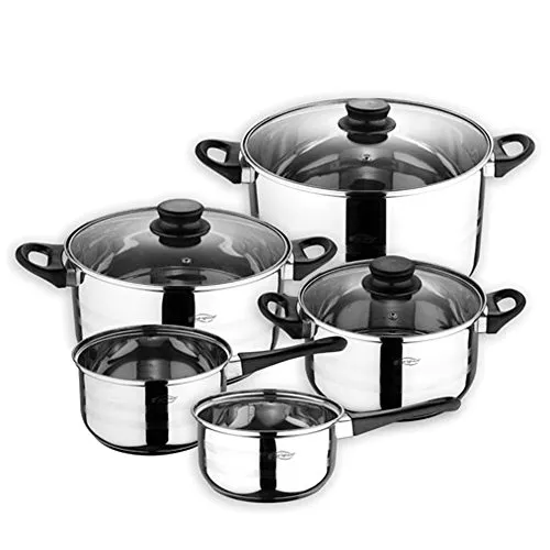 Topf-Set TOLDEO 7tlg. - silber - Töpfe aus hochwertigem Edelstahl, induktionsgeeignet mit ergonomischen, hitzebeständigen Griffen für sicheres Kochen und einfache Handhabung.