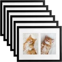 Bomoe Galeria Bilderrahmen 2 Bilder 13x18cm Schwarz 6tlg - Elegantes Bilderrahmen-Set aus MDF-Holz und bruchsicherem Kunststoffglas. Inklusive Passepartouts für flexible Bildgrößen. Ideal für kreative Wandgestaltungen und zum Schutz Ihrer wertvollen Erinnerungen.