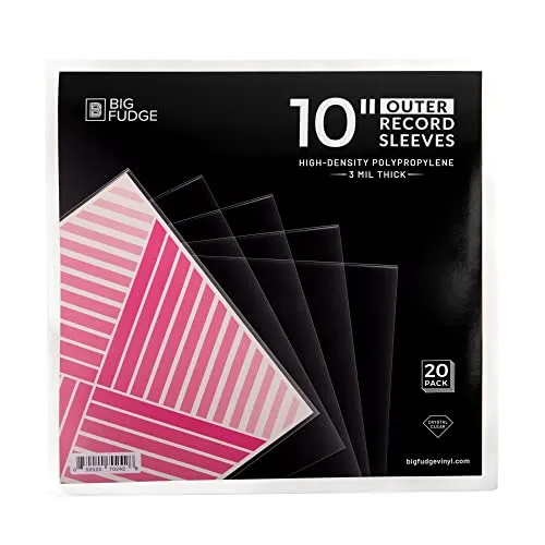 BIG FUDGE Packungen mit 20 externen 10-Zoll-LP-Vinyl, langlebig und knitterfrei, transparentes und hochdichtes Polypropylen, 3 mm dick, passend für die meisten Gatefolds und Doppel-LPs