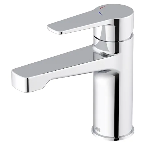 Lenz Waschtischarmatur Mola in Chrom – moderne Badarmatur mit Wassersparfunktion - Touch-On-Wasserhähne für Badezimmerwaschbecken mit hochwertiger Markenmischdüse für einen spritzfreien Wasserstrahl und ECO-Kartusche zur Reduzierung von Wasser- und Energieverbrauch.