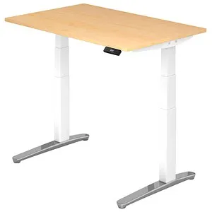 Ergonomischer Arbeitstisch 120x80 cm - elektrisch höhenverstellbar, Ahorn - Kinderschreibtisch mit elektromotorischer Höhenverstellung von 65-130 cm, ideal für gesundes Arbeiten. Integrierte Memory-Funktion und abklappbare Kabelwanne für Ordnung und Komfort. Made in Germany!