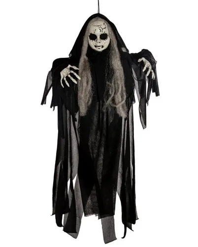 Horror-Shop Dekoobjekt Broken Gothic Doll mit langen Haaren Hängefigur 50