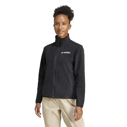 adidas Damen Terrex Multi Essentials Fleece Jacket - Schwarz, Größe S - Trainingsbekleidung aus 100% recyceltem Polyester, bietet Komfort und Funktionalität mit seitlichen Reißverschlusstaschen für praktische Aufbewahrung.