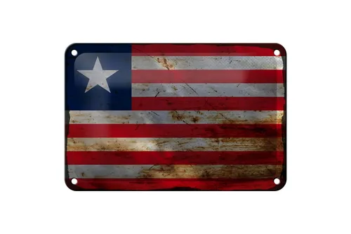 Blechschild Flagge Liberia 18x12 cm Flag of Liberia Rost Deko Schild