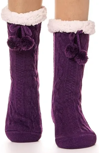 EBMORE Damen Kuschelsocken Warme Stoppersocken Rutschsichere Hüttensocken Winter Geschenk Flauschig Weihnachtssocken Hausschuhe Socken