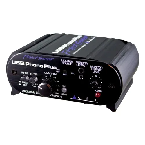 ART USB Phono Plus PS - RIAA Phono Vorverstärker - Audio/MIDI-Interfaces mit USB-Anschluss und Low Cut Filter, ideal für Vinyl-Liebhaber, die ihre Schallplatten digitalisieren möchten.