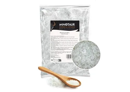 Minotaur Salt | Meersalz Grob für die Salzmühle 2 x 500 g (1 Kg) | Naturrein aus Griechenland (Mesolongi) mit natürlichem Jod aus dem Meer
