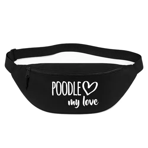 Huuraa Bauchtasche Poodle My Love Geschenk 2,5 Liter Black Crossbody Bag Poodle Geschenkidee