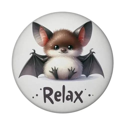 Baby Fledermaus Magnet rund mit Spruch Relax niedlich süß Comic-Stil Entspannung beruhigend perfekt relaxen