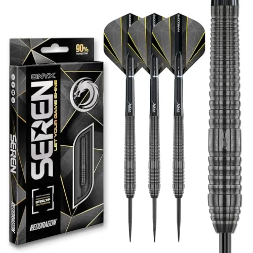 RED DRAGON Darts – Seren Onyx 2 23g - 90% Wolfram Professional Stahlspitze Dart-Set mit Dart Flüge und Dartschäfte