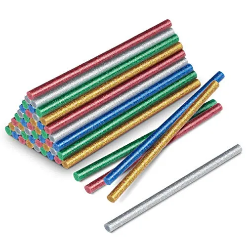 TROTEC 50 Stück Heißklebestifte 7mm Glitzer - Klebstoff für 7mm Heißklebepistole Heißkleber Sticks Klebestifte