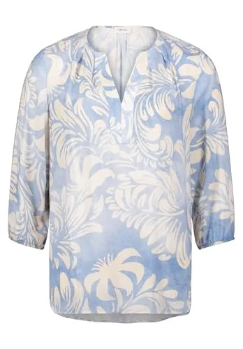 Cartoon Shirtbluse Kurzarm 3/4 Arm 36 - Bluse aus 100% Viskose in Blau/Weiß, ideal für einen lässigen Look und angenehm zu tragen.