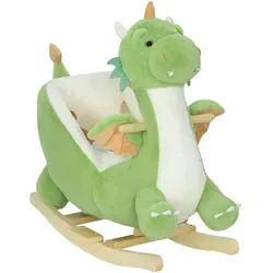 AIYAPLAY Schaukeltier, Dinosaurier-Schaukel, interaktive Tiergeräusche, weiche Füllung, Holzrahmen, Sicherheitsgurt, Plüsch, für Kinder 1,5-3 Jahre, max. 25 kg, Grün